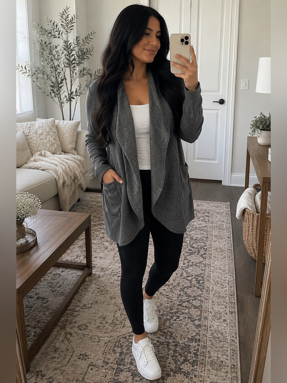 Cecico Gray Open Front Cardigan | Soft Cozy Layering Sweater | Size M